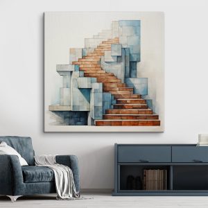 Canvas Schilderijen Aquarel van een trap