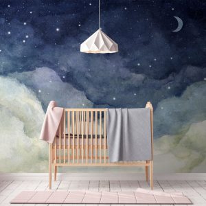 Fotobehang Maan en wolken bij nacht